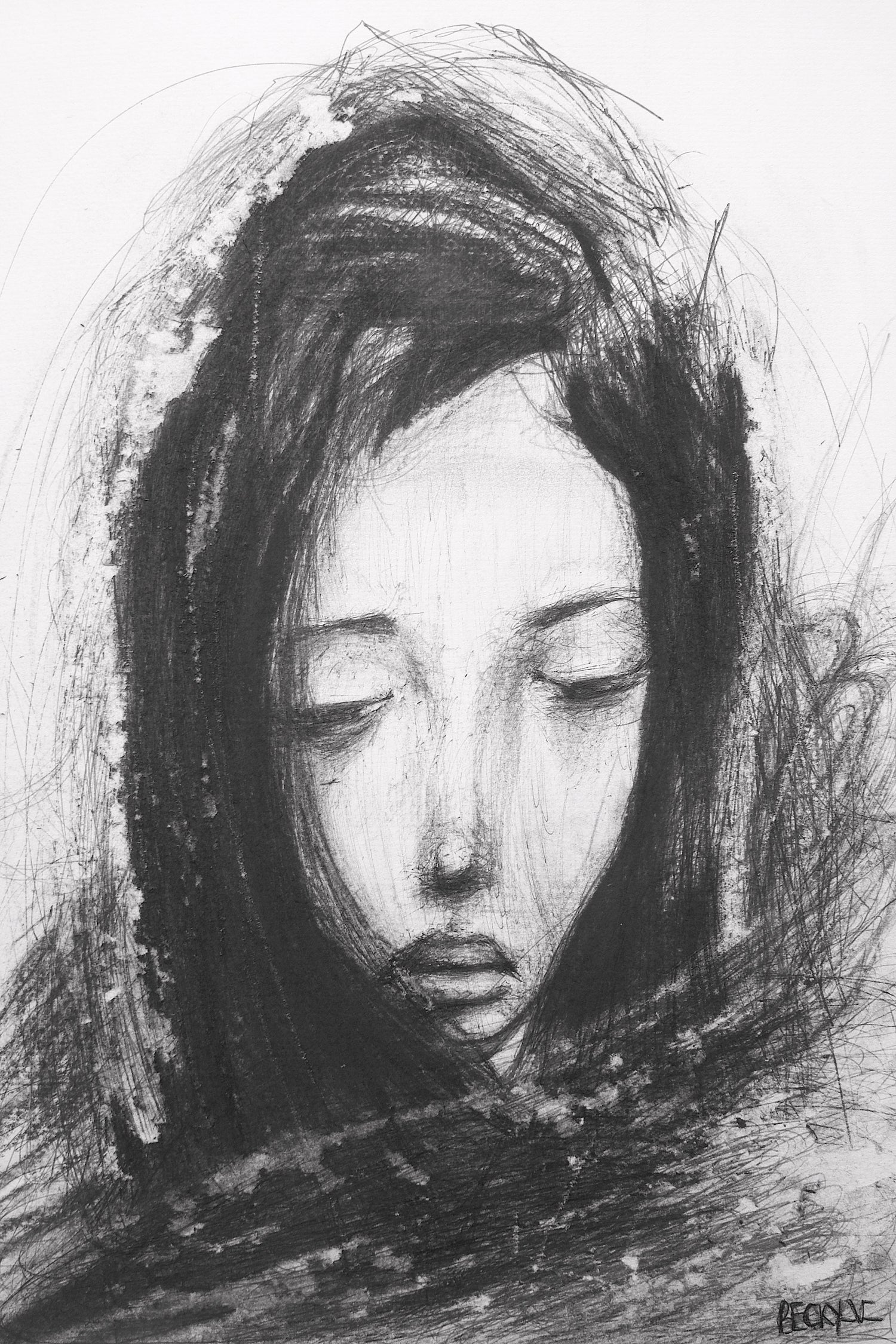 Charcoal and pen drawings
